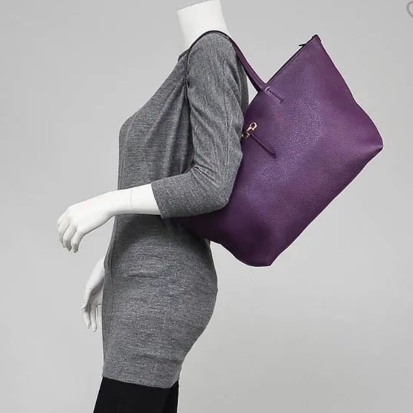 SALVATORE FERRAGAMO Purple Leather Bice Tote - Picture 11 of 13